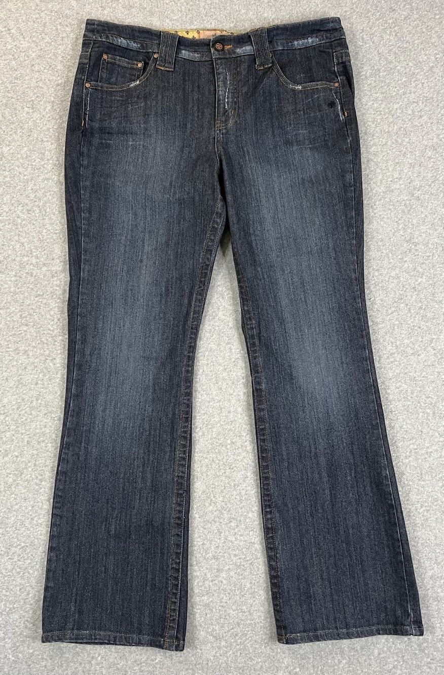 Kristian Alphonse Fleur de Lis Jeans Women’s 16 Bootcut Stretch Dark Wash Denim
